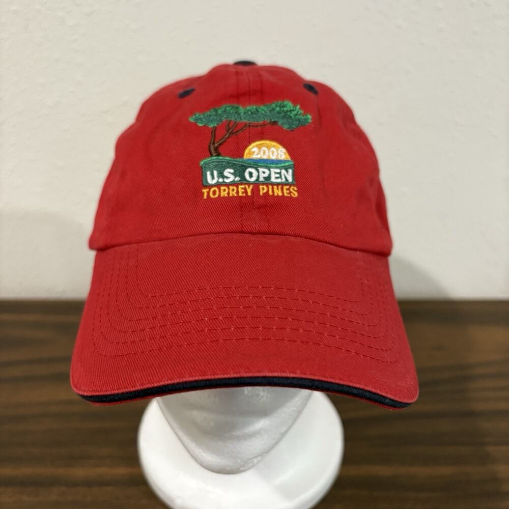 2008 US Open Torrey Pines PGA Tourney Golf Collection Hat Red Strapback Cotton